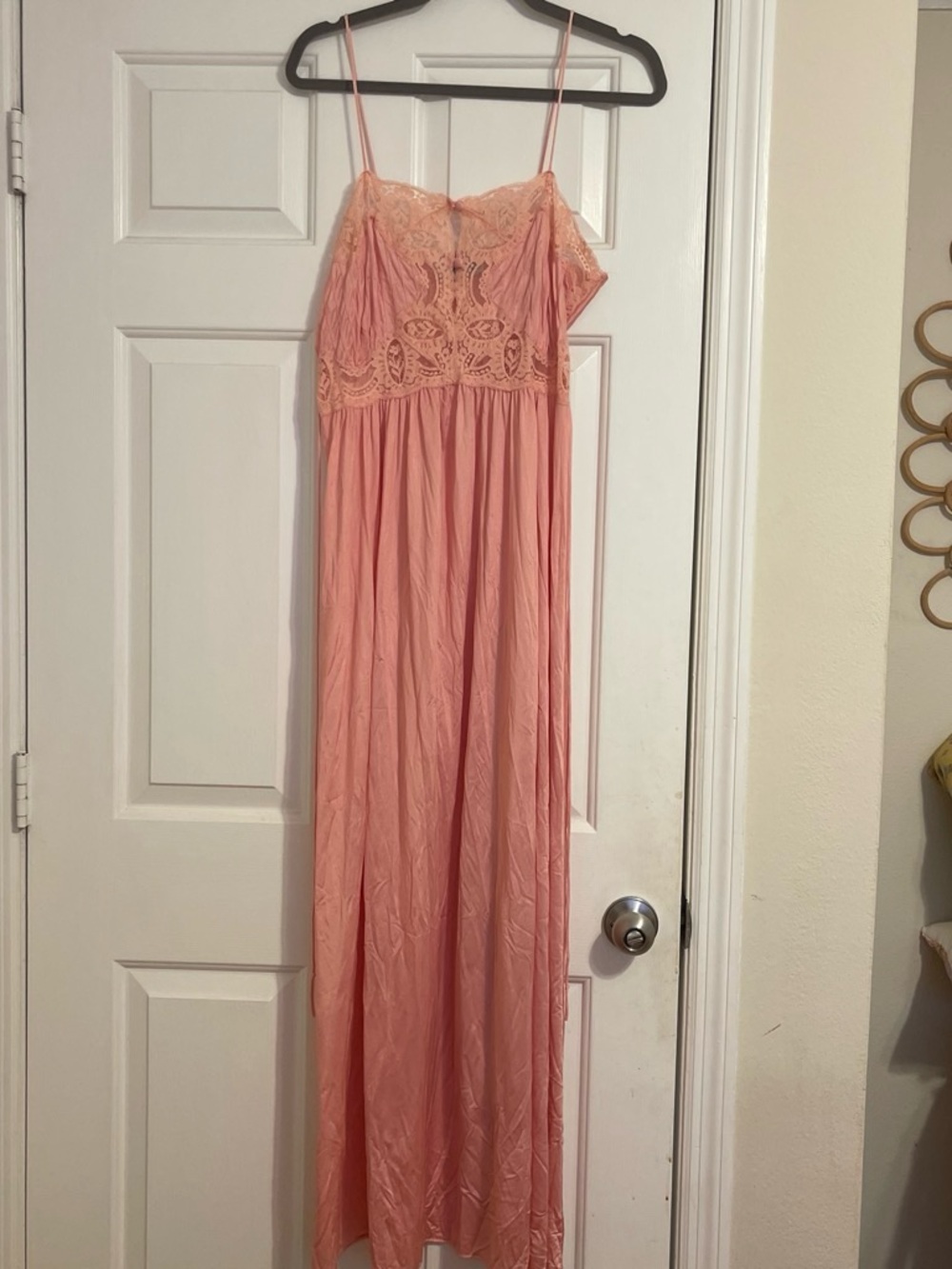 Lily of France Peach Pink Lace-Trim Slip Dress